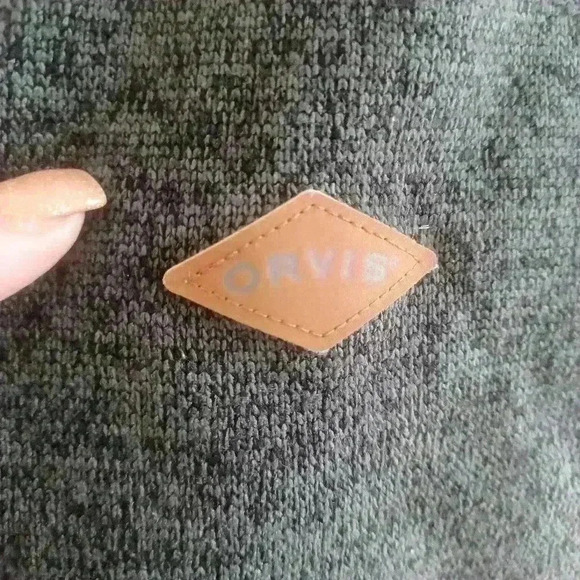 Orvis Mens Dark Gray and Black Sherpa Lined 1/4 Zip Sweater  M - Picture 6 of 16